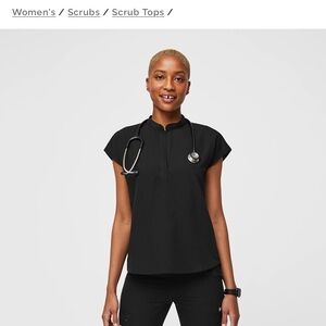Wear Figs Black Women's Scrub Top NWT
